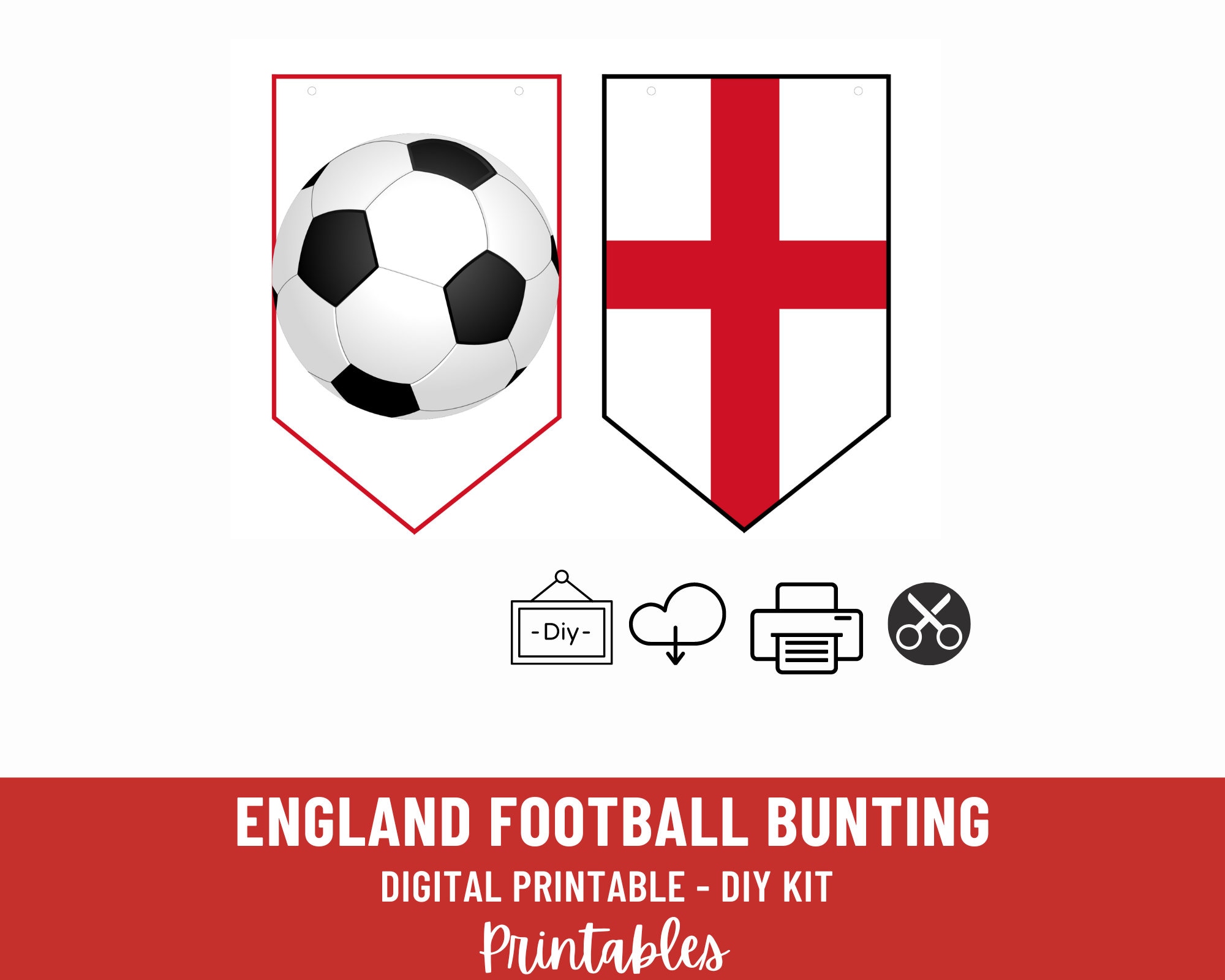 Printable England Football Supporter Bunting 2024 Digital PDF Do It ...