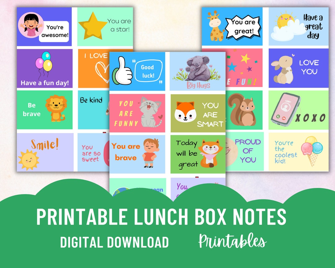 Preschool Printables Lunchbox Notes for Kids Back to School - Etsy