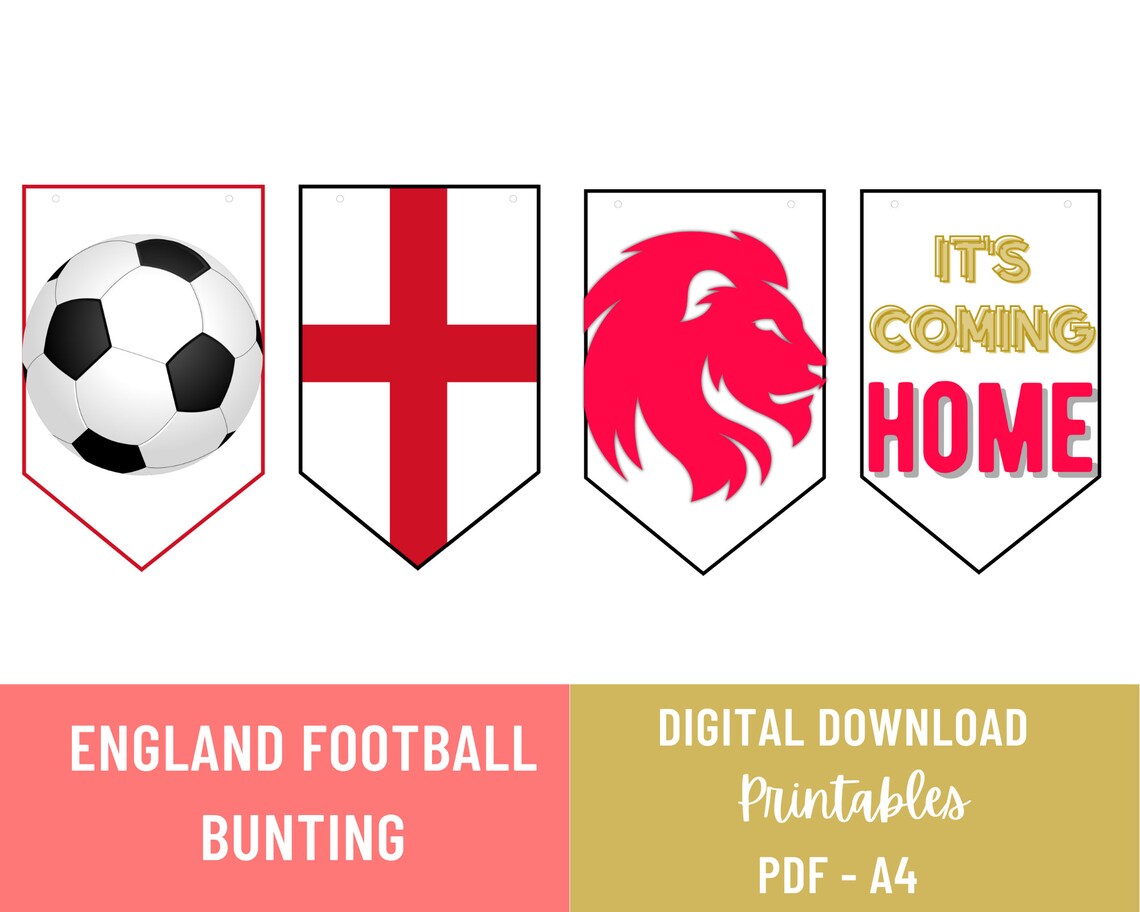 Printable England Football Supporter Bunting 2024 Digital PDF Do It ...