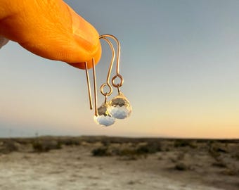Sterling silver Quartz ball ear wires | dangle earrings