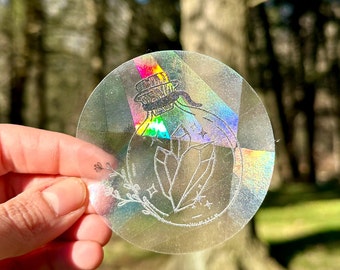 crystal jar magical suncatcher window sticker | rainbow maker | prism window decal