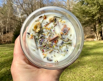 Forest & wildflower soy wax candle - wood wick - essential oils - all natural