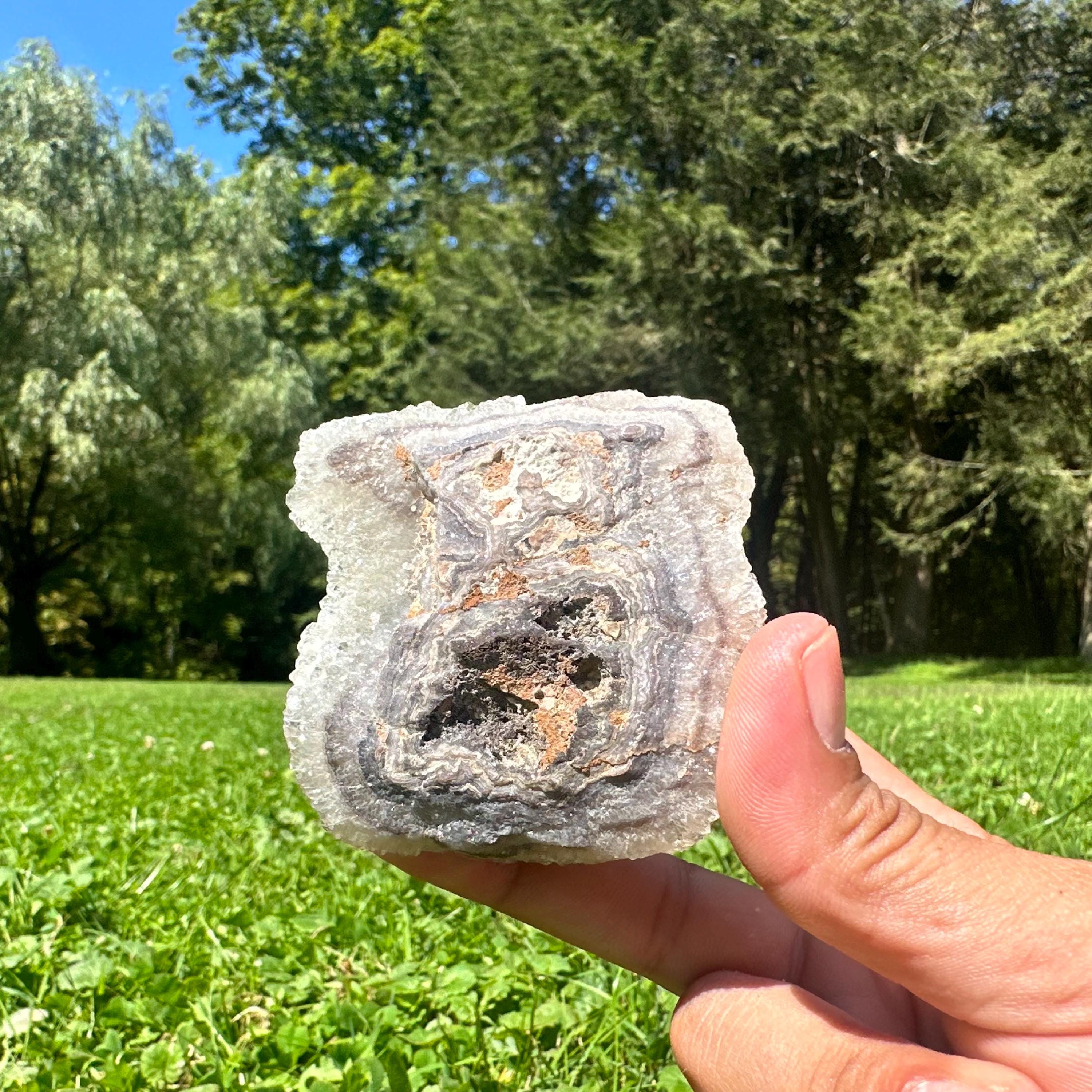 Missouri Druzy Crystal | “double Sided” | Gray/clear Haunted Ridge ...