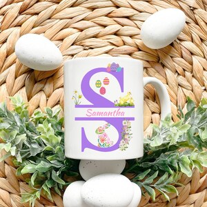 Monogram Easter Mug: Custom Initial Name Coffee Cup