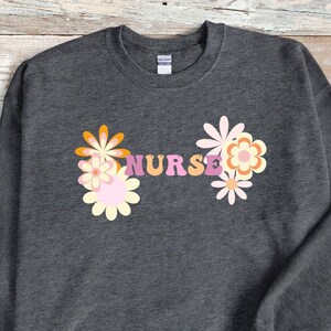 Retro Nurse Sweatshirt: Boho Floral Crewneck