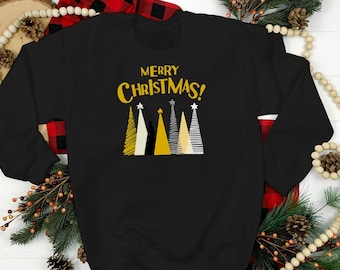 Sudadera de cuello redondo con árbol de Navidad, jersey navideño