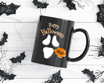 Ghost Coffee Mug: Black Ceramic Halloween Mug
