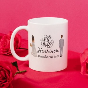 Just Married Mug, Bride And Groom Mugs, Mr And Mrs Wedding Gifts, Personalised Wedding Mugs, Engagement Gifts For Couples, Wedding Gift