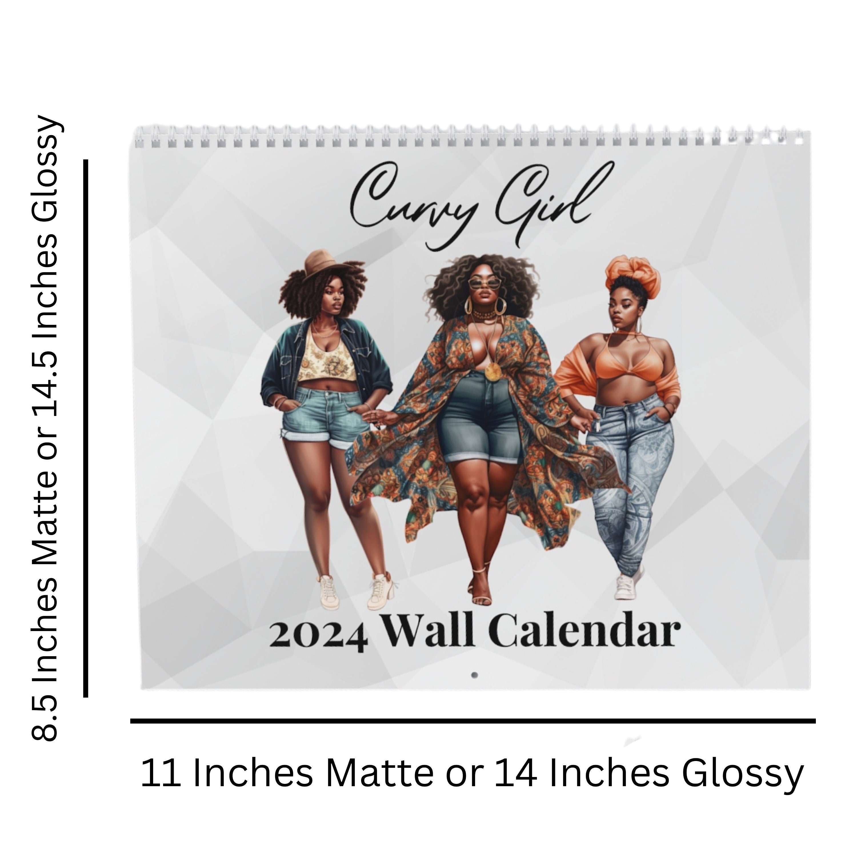 Curvy Girl Calendar, Black Women Calendar, Self Love Calendar, Black