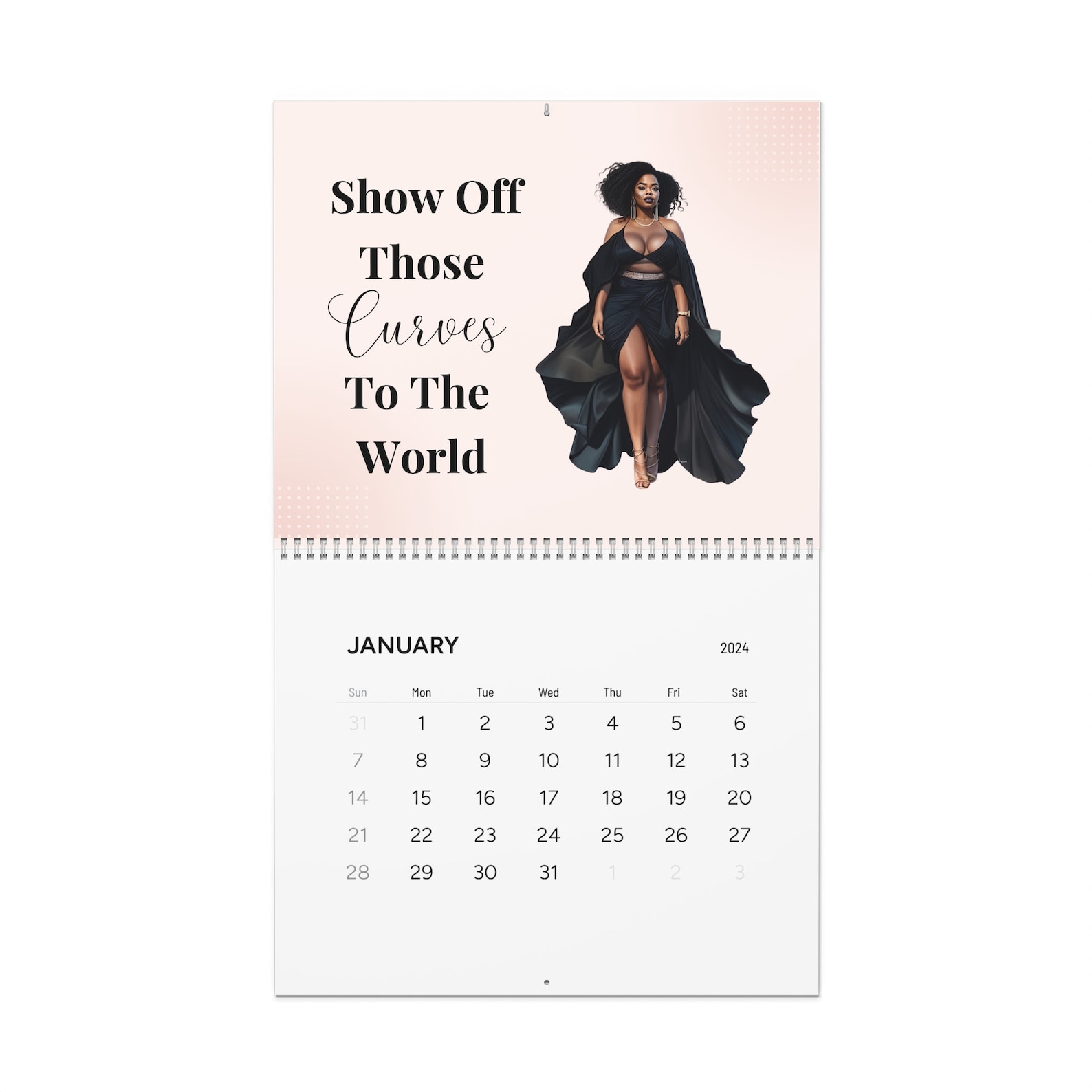 Curvy Girl Calendar, Black Women Calendar, Self Love Calendar, Black
