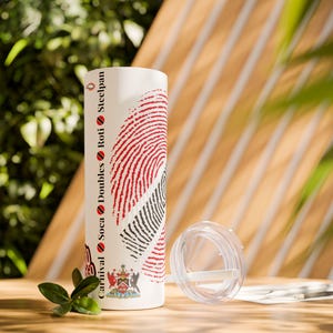 Trinidad Becher, Karibischer Becher, Trinidad und Tobago, Trinidad, Sommerkaffeetasse, Geschenk für Reiseliebhaber, Skinny Tumbler, 20oz Becher