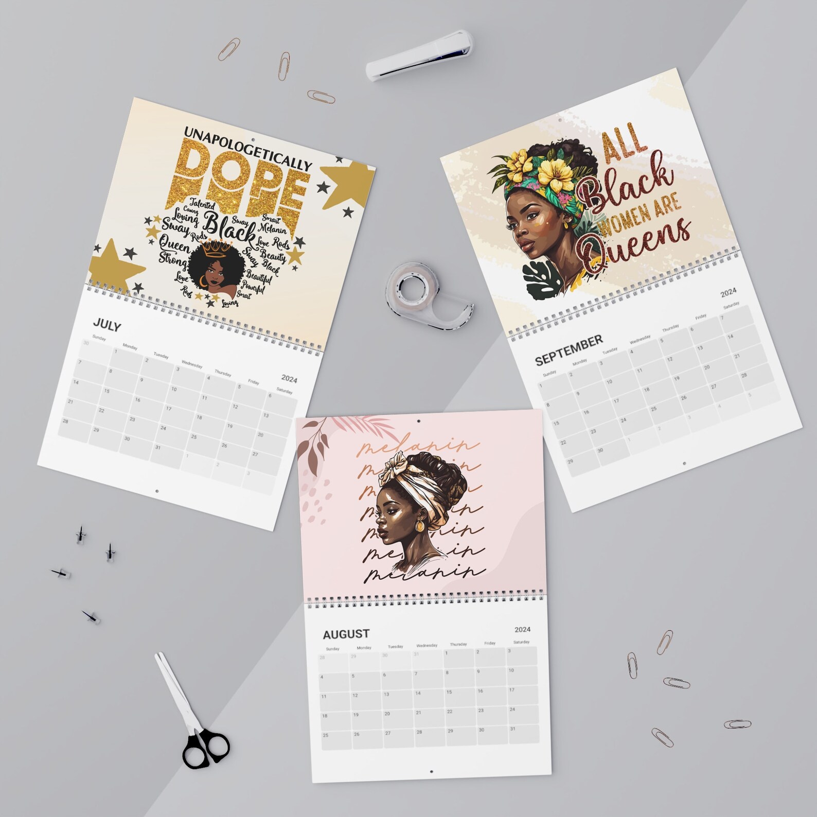 2024 Affirmations Calendar Black Women Calendar Seasonal Etsy