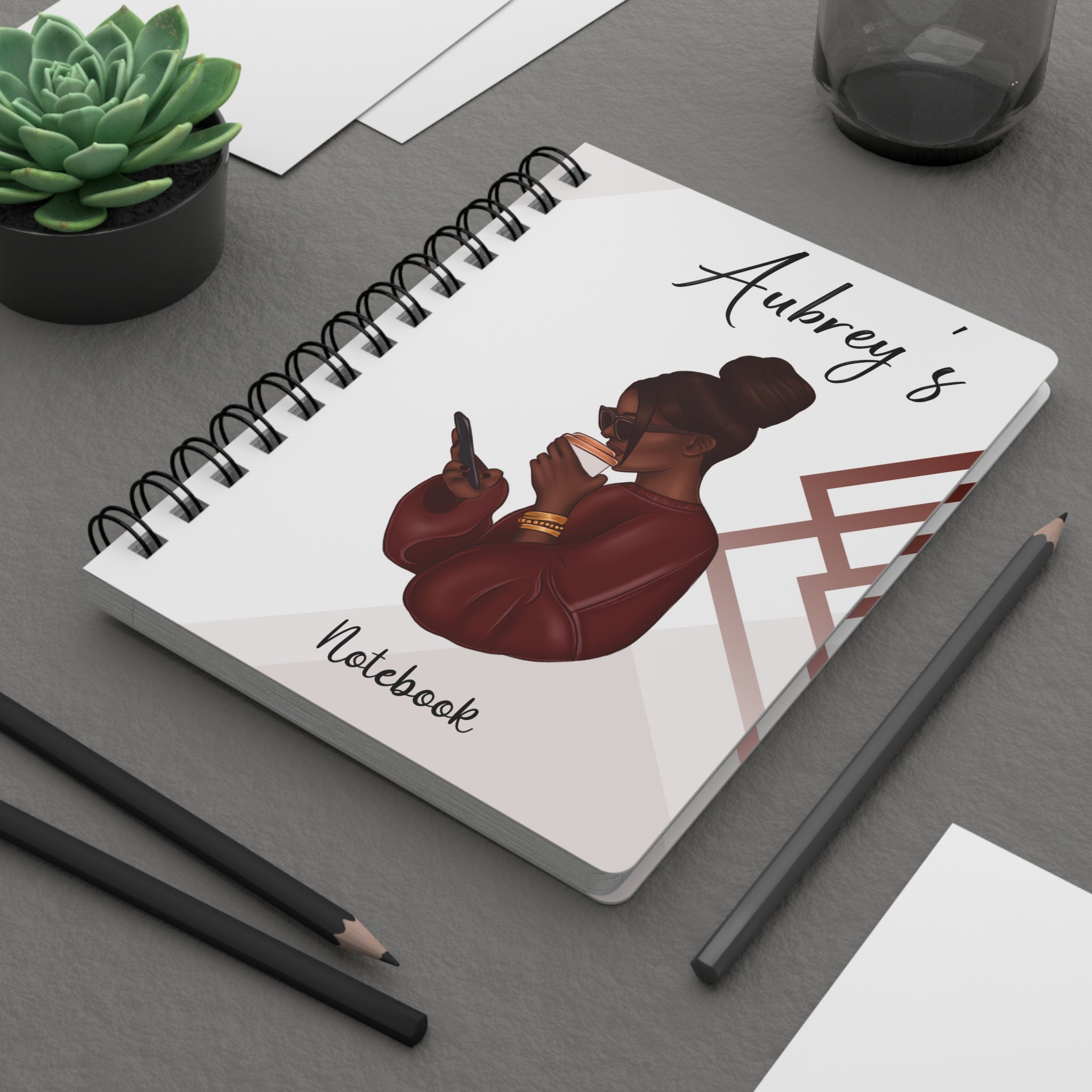 Personalised Black Woman Notebook Notebook Black Woman Black - Etsy