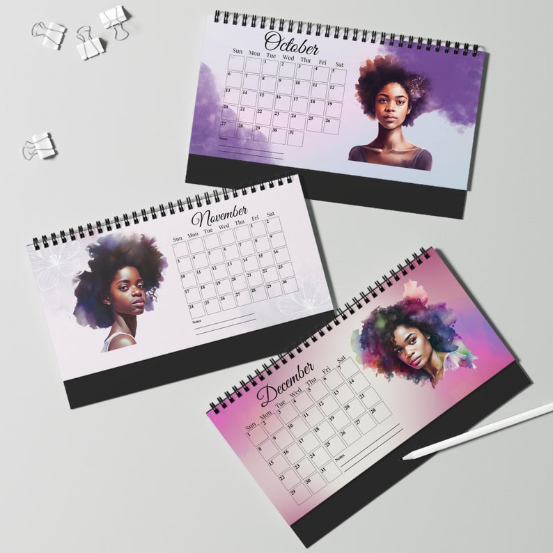 Black Girl Desk Calendar 2024 African American Calendar 2024 Etsy