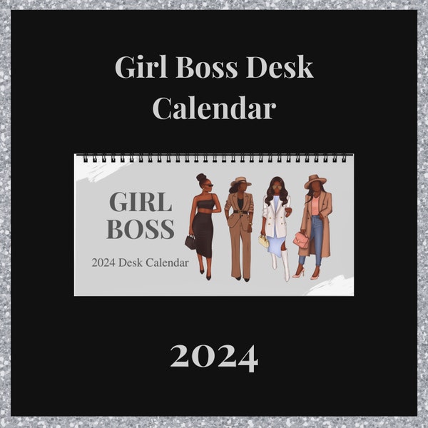 Girl Boss Kalender, Black Girl Kalender, Selbstliebe Kalender, Black Girl Kalender, Saisonaler Kalender, Selbstliebe, Schreibtischkalender, 2024 Planer