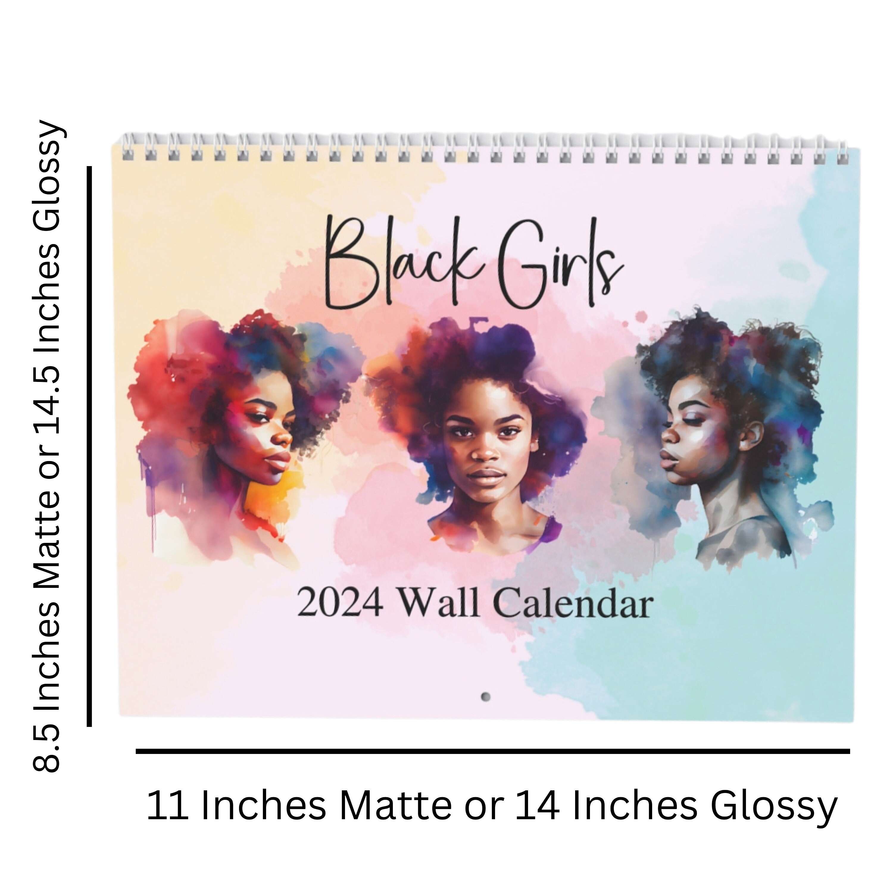Black Girl Wall Calendar 2024, African American Calendar 2024, Black