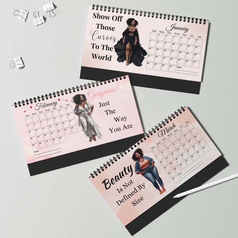 Curvy Girl Calendar, Black Women Calendar, Self Love Calendar, Black