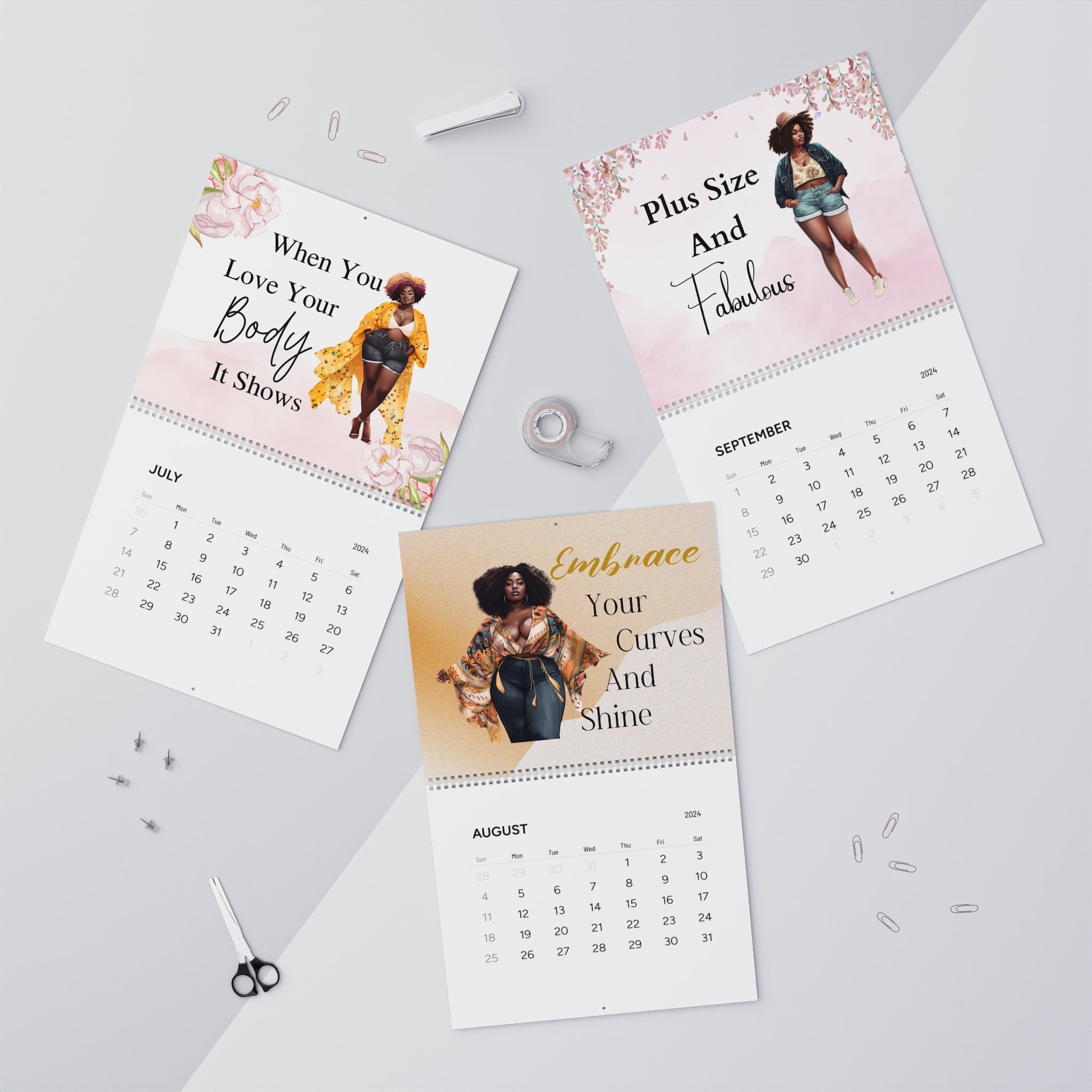 Curvy Girl Calendar, Black Women Calendar, Self Love Calendar, Black