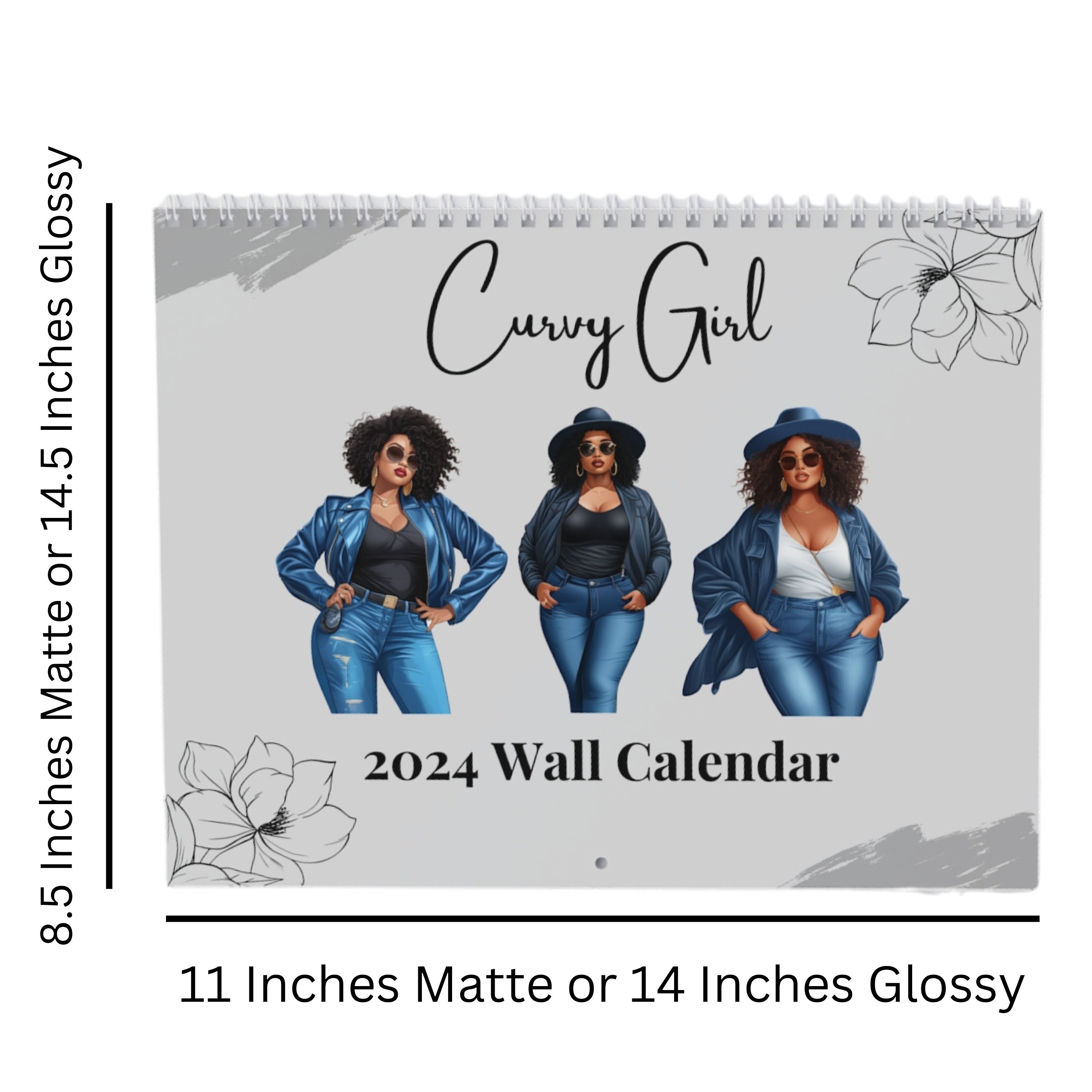 Curvy Girl Calendar, Black Girl Wall Calendar, Black Women Calendar