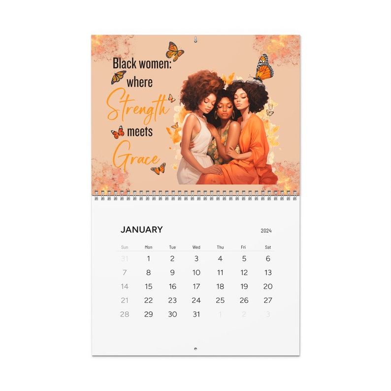 Black Girl Wall Calendar, Black Women Calendar, Self Love Calendar