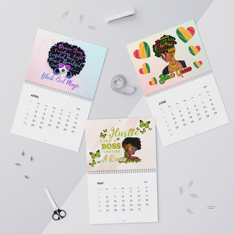 2024 Affirmations Calendar, Black Women Calendar, Seasonal Calendar