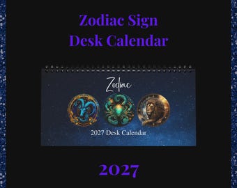 2027 Zodiac Desk Calendar, Astrology Planner, Spiral Bound (10" x 5")