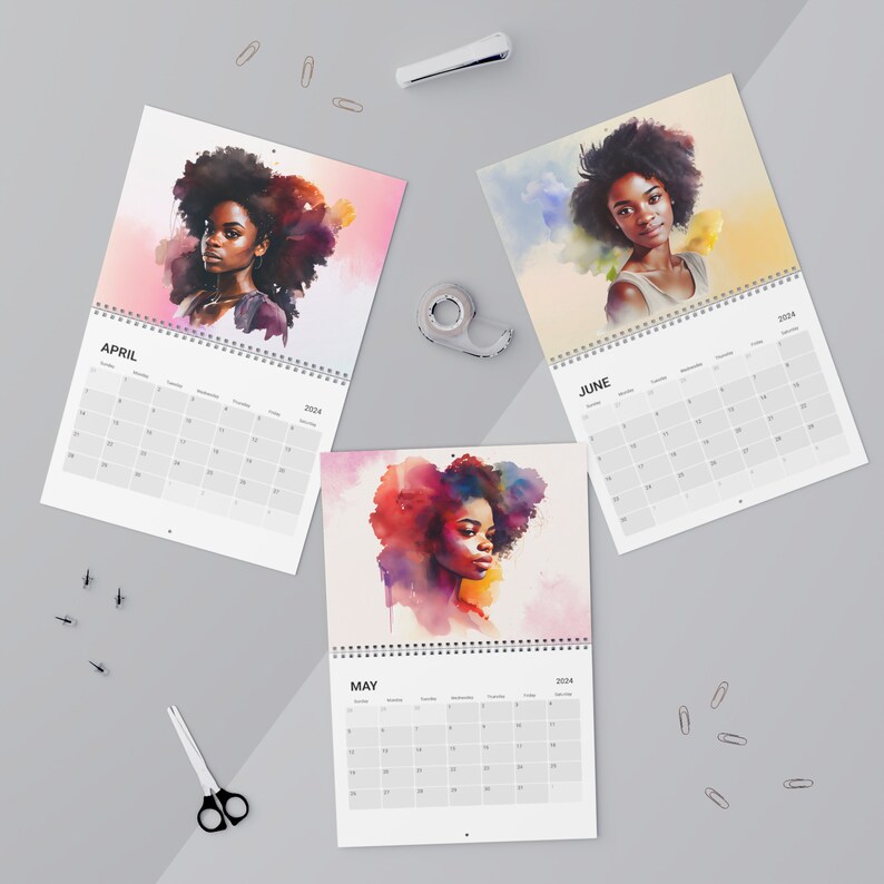 Black Girl Wall Calendar 2024 African American Calendar 2024 Etsy