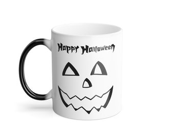 Caneca de café colorida de abóbora de Halloween com metamorfose