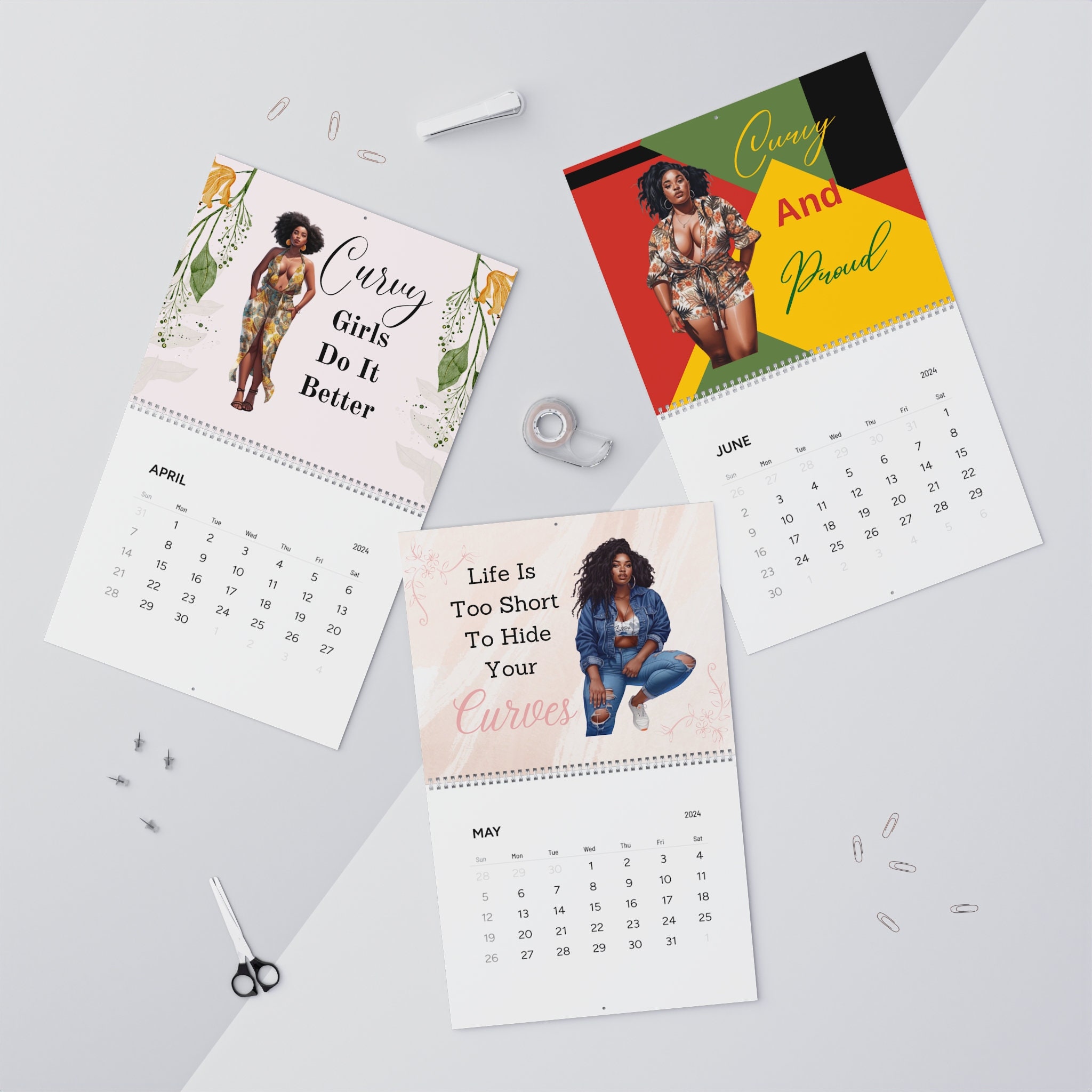Curvy Girl Calendar, Black Women Calendar, Self Love Calendar, Black