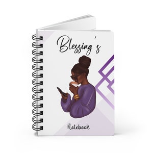 Personalized Black Woman Journal: Glossy Laminated Spiral Notebook