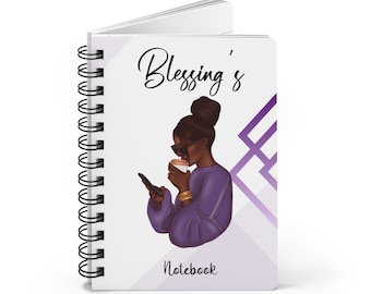 Personalized Black Woman Journal: Glossy Laminated Spiral Notebook