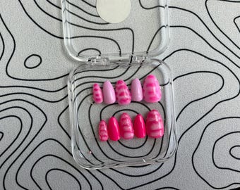 Pink bloom press on nails.