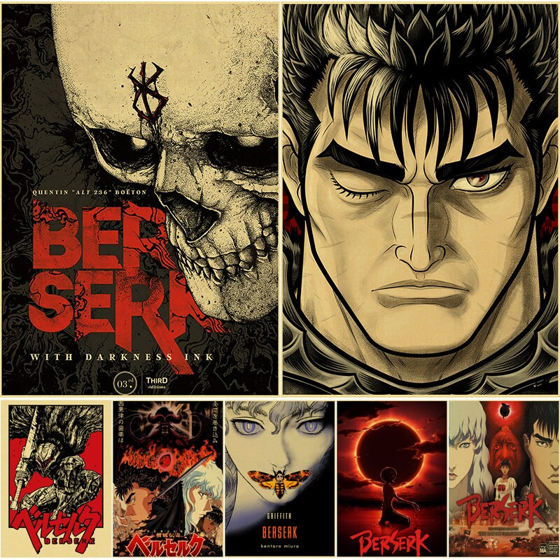 Quadro Anime Berserk Mangá Arte Poster Moldurado em Promoção na