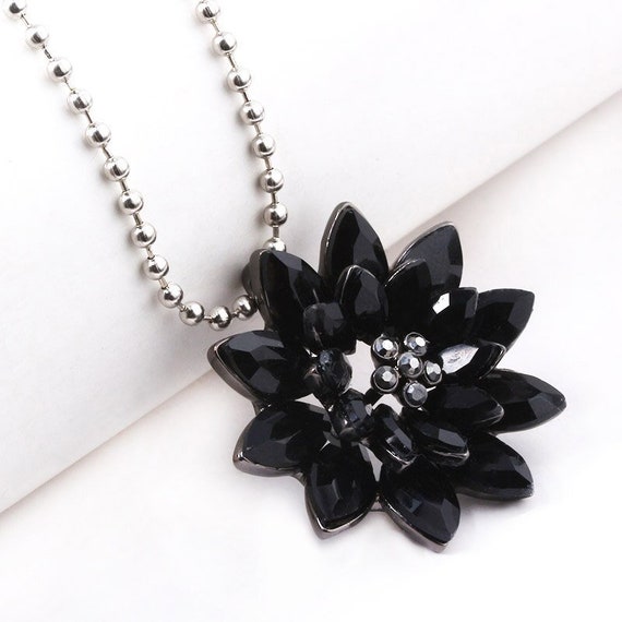 Beautiful Black Dahlia Necklace Pendant 