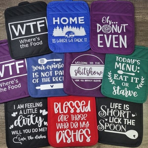 Funny Pot Holder with Pocket: Witty Kitchen Sayings, Gift for Mom