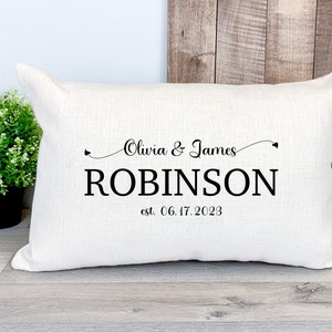 Personalized Wedding, Engagement Gift Pillow Cover OR Pillow with Insert |   | Custom Throw Pillow Cover | Couples Name & Est. Date Pillow