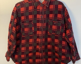 Vintage 1960s Champion Button up Plaid Flannel Trucker Shirt Men's