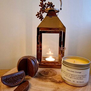 Chocolate Orange | Soy Wax | UK Made | Vegan Friendly | Handcrafted | 195g Tin | Gift | Burn of 35-40 Hours | Scented Candle |