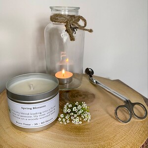 Spring Blossom | Soy Wax | UK Made | Vegan Friendly | Handcrafted | 195g Tin | Gift | Burn of 35-40 Hours | Scented Candle |
