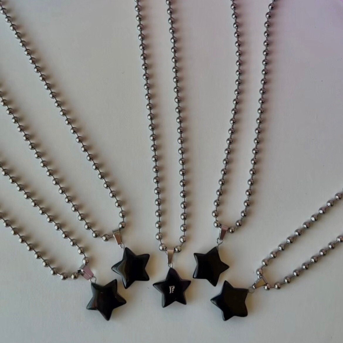 ●VVV● Star Pendant Bead Chain Surgical Necklace 23SSNK080S NYFASHION101 Stone Stud Super Bad Star Pendant w/ 4mm 36
