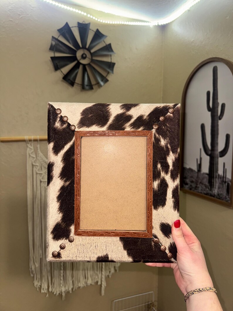 Western Cowhide Leather Picture Frame - Etsy