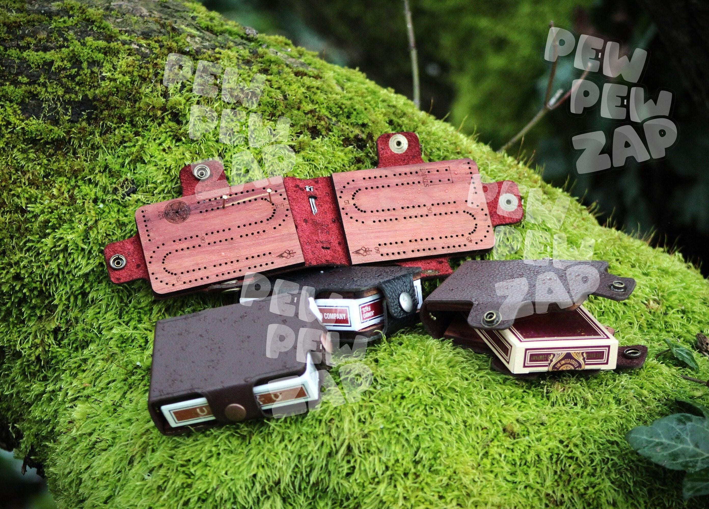 Trail Trinket: Leather & Cedar Folding Cribbage Board Travel