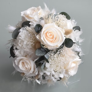 Bridal bouquet of dried flowers with 4 stabilized roses Dried flower bouquet Boho, Greenery Style