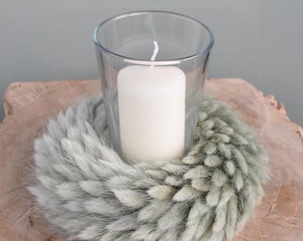 Dried flower wreath, candle wreath, table decoration, wall decoration, dried flower wreath made of Lagurus in lime green, Boho style