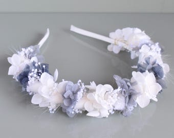 Haarreif Kopfschmuck aus Hortensien Boho Style Brautschmuck Hochzeit