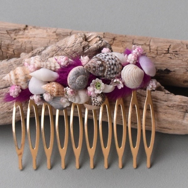 Haarkamm goldfarben mit Trockenblumen /Haarschmuck/Kopfschmuck