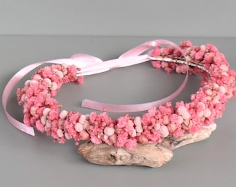 Brauthaarkranz, Kommunionskranz, Haarkamm, Haarschmuck aus Trockenblumen, Trockenblumenarmband, Anstecksträußchen, Hochzeit, Kommunion
