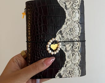 Funda tríptico de piel auténtica para agenda de viaje - Tamaño A6