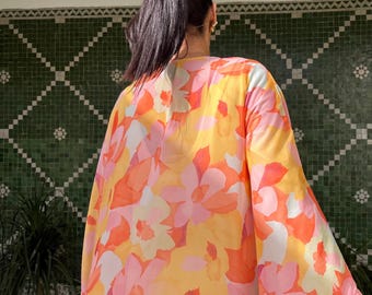 Vestido abaya con estampado floral de acuarela