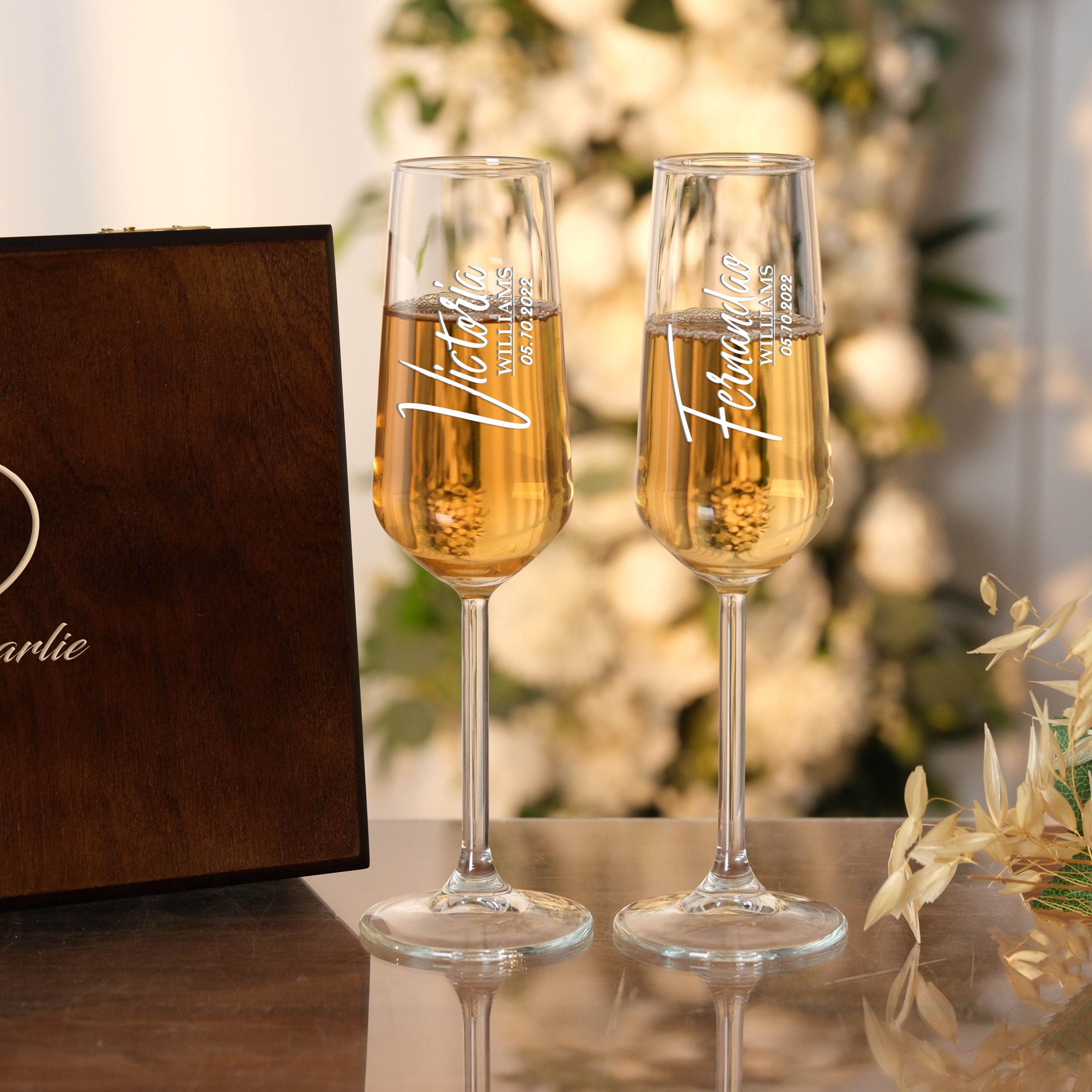 Personalized Champagne Flutes Gift Box